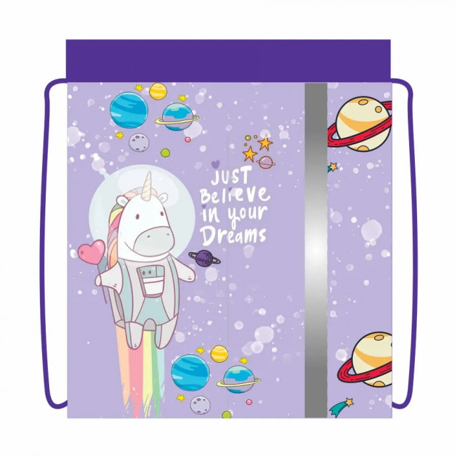 Сумка для сменной обуви "Единорог в космосе 2022" , светоотражающяя полоса, Пчёлка/СДС-33 ЕДИНОРОГ