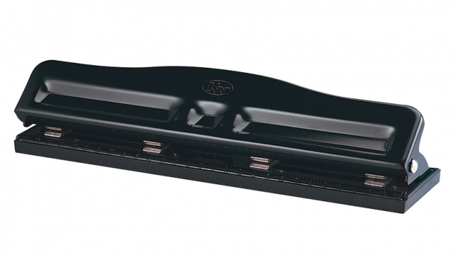 Дырокол на 2-3-4 отверстия KW-trio, до 10 листов, черный