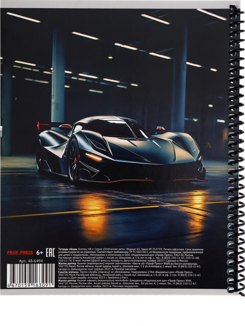 Тетрадь 48 клетка "Эстетичное авто", на спирале, Проф-Пресс/48-6494 (10/80)