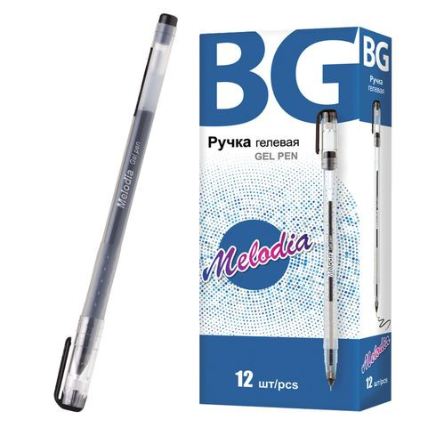 Ручка гелевая 0.38 мм "MELODIA", черный, картонная коробка BG (12)