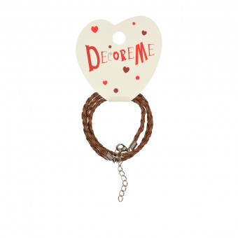 Шнурок d 3мм 41см из экокожи, плетеный с застежкой,  BV/2-155/15 (10)