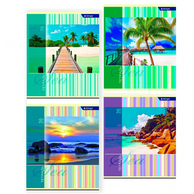 Тетрадь А5 36л клетка "Природа" скрепка, мелованный картон, AL6930 (12/72)