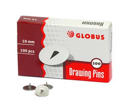Кнопки 10 мм. Globus канцелярские 100шт. карт. упак. К10-100  (10/198)