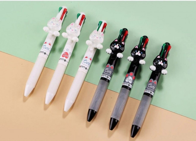 Авторучка 4-х цветная 0,5мм "Милый котенок" Aodemei ADM-15285 (36)