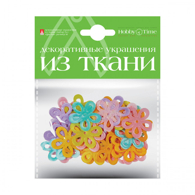 Декор из ткани "Цветочки М", 6 видов, BV/2-163