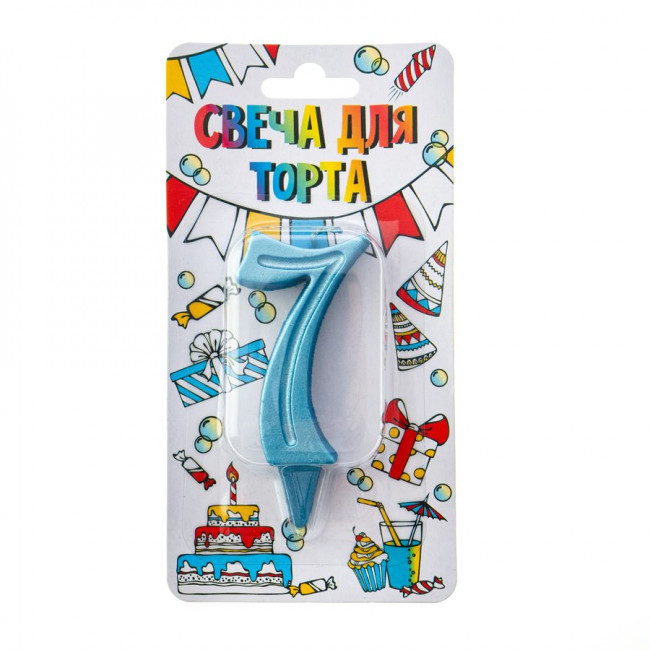 Свеча-цифра "7" 7см "Грация", бирюза, Микрос/Ч46418 (20) Свеча-цифра "7" 7см "Грация", бирюза, Микрос/Ч46418 (20)