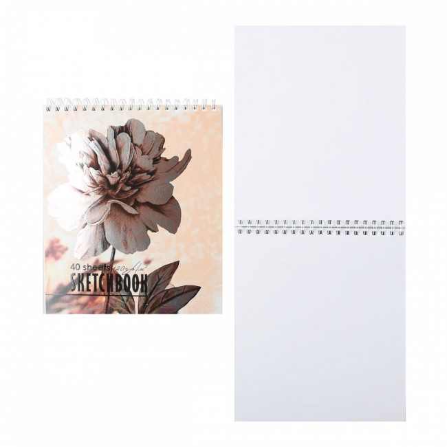 Блокнот для эскизов/скетчбук А5 (170*195) 40л 120г/м2 обл мягк карт фольг твин-лак дв спир жест подлож ML Цветок 099471