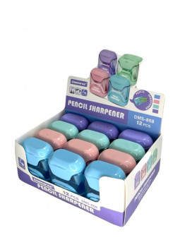 Точилка фигурная пластиковая двойная, с ластиком, ассорти цвета, Daimarse/DMS858 (12)