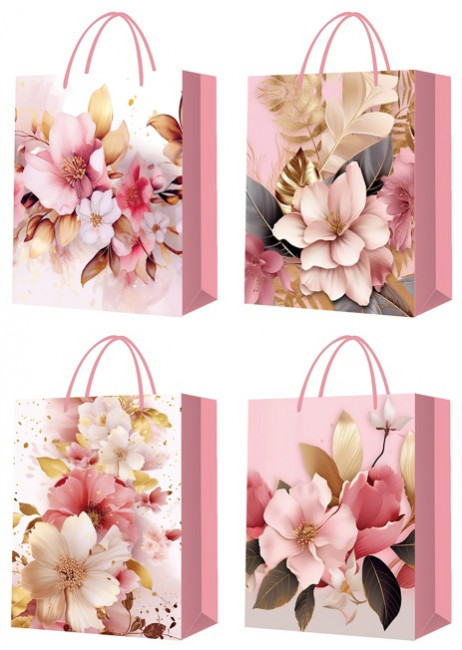 Пакет 26*32*10см подарочный "Цветная тема", ассорти, 3979 (12)