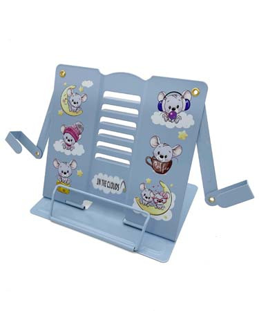 Подставка для книг CM-22 "Мышка в облаках" металлическая 19х20см, голубая, с рисунком, в к/кор (1/1/24) Подставка для книг CM-22 "Мышка в облаках" металлическая 19х20см, голубая, с рисунком, в к/кор (1/1/24)