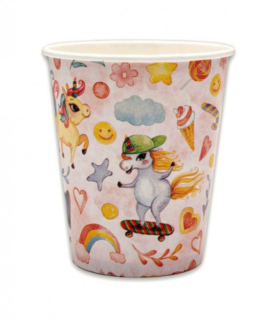 Стаканы бумажные "День единорожка"  (250 мл, 6 шт) еврослот,  ПФ 1 ЕВ-4442