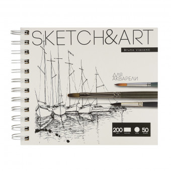 Скетчбук 50л 180х155мм "Sketch&art", на гребне, для акварели, BV/1-50-555/02 (16)