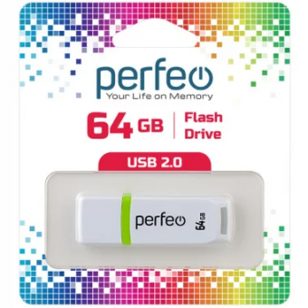 Флеш накопитель (память) USB, C11, 64GB, цвет белый, Perfeo/PF-C11W064