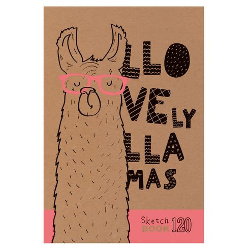 Скетчбук А5 переплёт твёрдый 120л. "Llovely Llamas" ламинация матовая трёхцветный тонированный блок