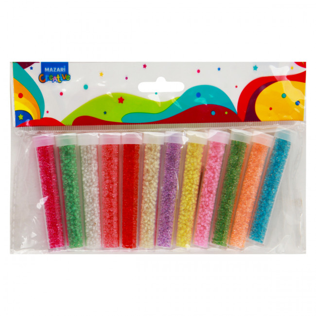 Набор бисера 2 мм 12цв x 7 г, Mazari/M-20025 (12)