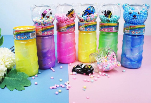 Слайм "Мишка" в банке с блестками, с шариками, цвета-ассорти, Магистр/маг-7707 (6)