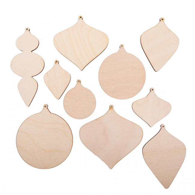 Заготовка для декорирования подвеска 0,3см 4-10см 5 х 6см "Ёлочные игрушки", фанера, Mr. Carving/ВД-1195