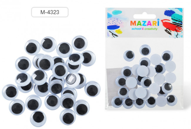 Набор для творчества №4 ПОДВИЖНЫЕ ГЛАЗКИ, 30 шт, диаметр 15 мм, Mazari (24) Набор для творчества №4 ПОДВИЖНЫЕ ГЛАЗКИ, 30 шт, диаметр 15 мм, Mazari (24)