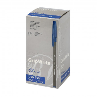 Ручка шариковая 0.7мм синяя "GripWrite Grey", серый цвет корпуса, BV/20-0326/02 (50)