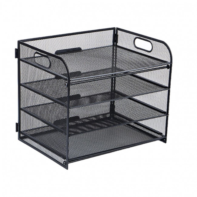 Лоток горизонтальный металлический на 4 отделения, черный, WENZER OFFiCE /7042 Лоток горизонтальный металлический на 4 отделения, черный, WENZER OFFiCE /7042