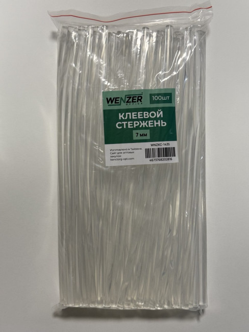 Клеевой стержень 7 мм x 300 мм WENZER OFFiCE, кристально-прозрачный 12г, в упаковке 100 штук Клеевой стержень 7 мм x 300 мм WENZER OFFiCE, кристально-прозрачный 12г, в упаковке 100 штук