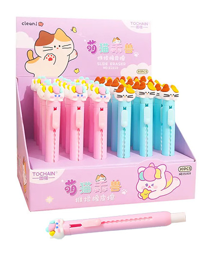 Ластик TOCHAIN DA-91 "Котики-единорожки" 100*10мм выдвижной, в футляре, цвета ассорти, в к/кор ER2323 (30/960) Ластик TOCHAIN DA-91 "Котики-единорожки" 100*10мм выдвижной, в футляре, цвета ассорти, в к/кор ER2323 (30/960)