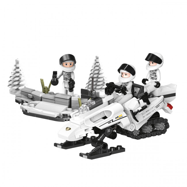 Конструктор пластиковый "Снегоход" 277 элементов, "Поделкин"/PLJ-02