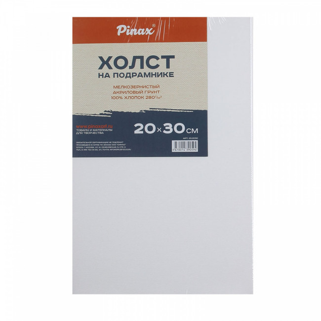 Холст 20х30см на подрамнике, 100% хлопок. 380г/м2, Pinax/20.2030