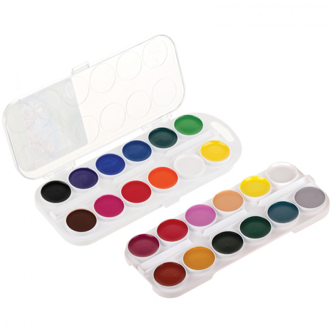 Акварель Гамма "Пчелка NEW", медовая, 24 цвета, без кисти, пластик. упак., европодвес (18)