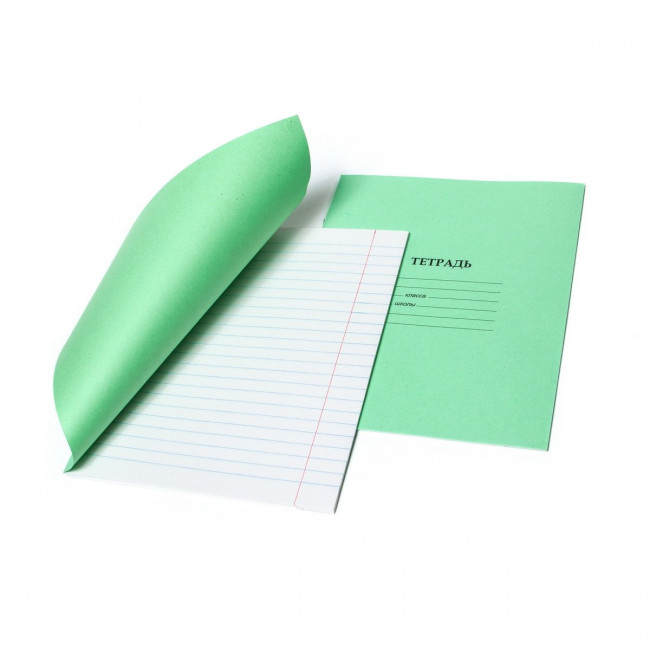 Тетрадь 18 линия, скрепка, офсет, 60 г/м2 (фоновая зелёная обложка) (20/160)