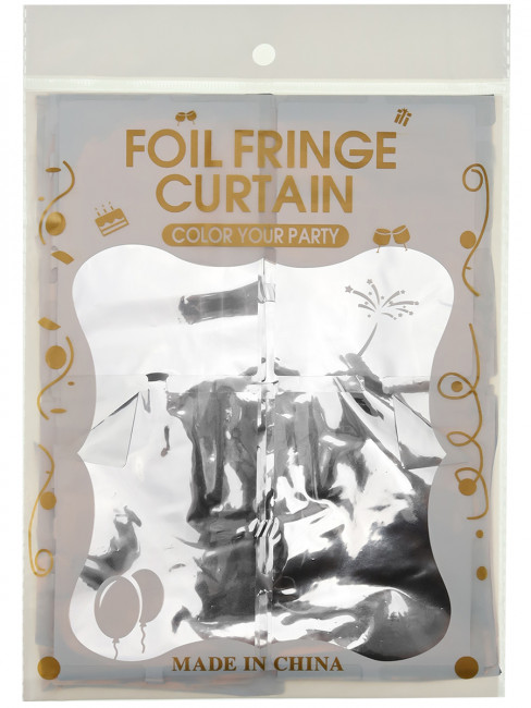 Дождик 1х2м фольгированный для фотозоны "Карнавал", фрагмент 3*3см, серебристый, 2шт, MILAND/ДЖ-7520