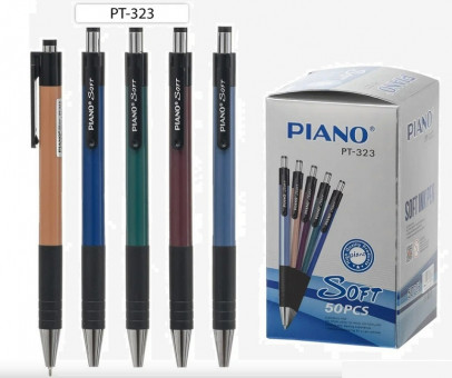 Ручка шариковая автоматическая синяя 0,5мм на масляной основе, PIANO/PT-323 (50)