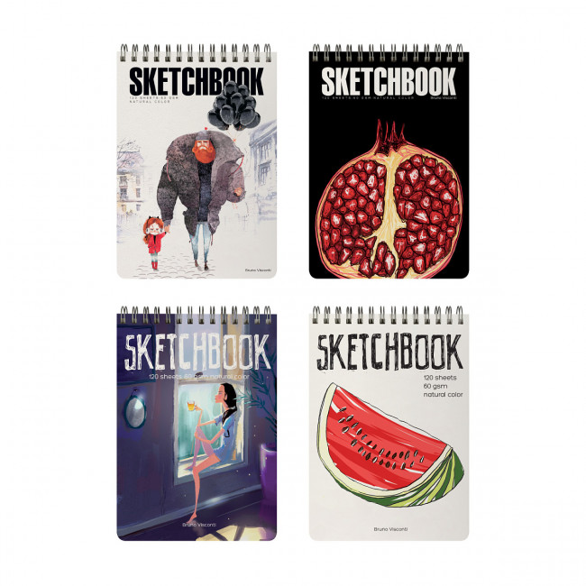 Скетчбук B5 120л "Пухлая", 4 вида ассорти, на гребне, BV/1-552/01 (8) Скетчбук B5 120л "Пухлая", 4 вида ассорти, на гребне, BV/1-552/01 (8)