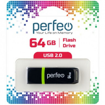 Флеш накопитель (память) USB, C11, 64GB, цвет черный, Perfeo/PF-C11B064