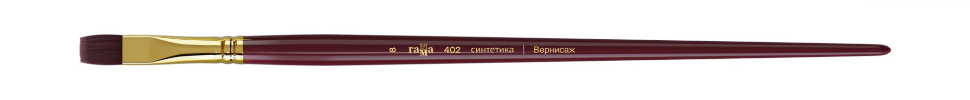 Кисть художественная Вернисаж, синтетика бордовая, плоская, длинная ручка №8 (12)