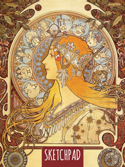 Скетчпад. Зодиак. А.Муха. Формат:230х162х9мм 48стр (20)