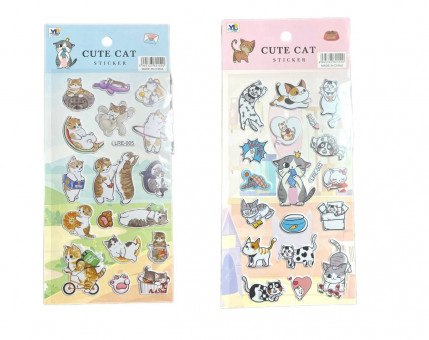 Набор наклеек Магистр 10 х  22см "Котики" для творчества, объемные, многоразовые, A-13 (20)