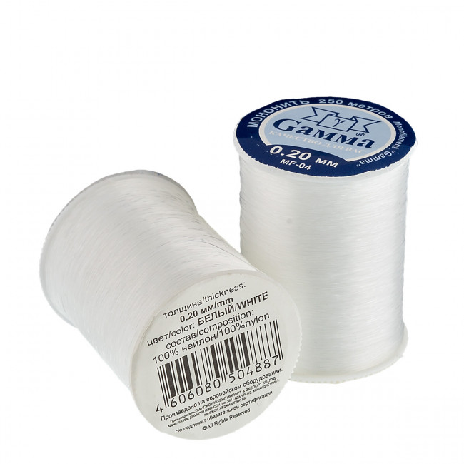 Мононить 0.20мм 100% нейлон, белый, 250 м, Gamma/MF-04/0.20мм Б