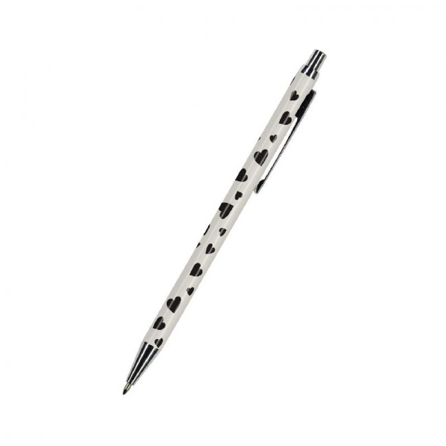 Ручка шариковая 0,7мм синяя "Felicita. Black&White. Сердечки", металлический корпус, BV/20-0263/12