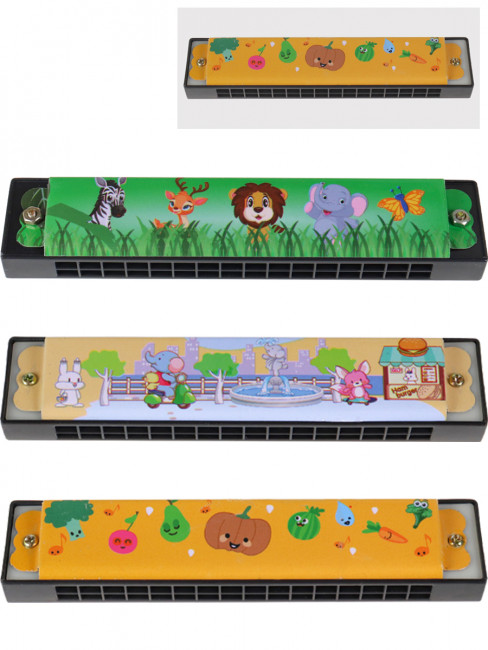 Губная гармошка 13см, деревянная, Рыжий Кот/И-2529