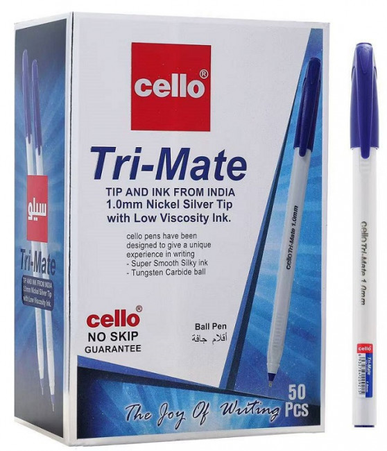 Ручка шариковая синяя 1,0мм "TRI-MATE". Cello/CL004-50 (50/1000)