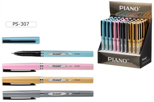 Ручка шариковая 0,5мм синяя "Piano Tempt", на масляной основе, матовый корпус ассорти, PIANO/PS-307-50 (50)