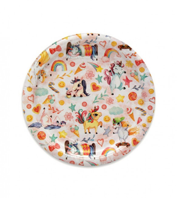 Тарелка бумажная  "День единорожка" (17 см., 6 шт.), еврослот, ПФ 1 ЕВ-5317
