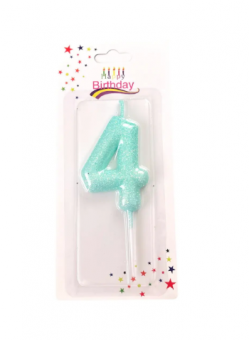 Свеча для торта "Цифра 4", бирюзовая, Магистр/MAG-6/221353-4 (12)
