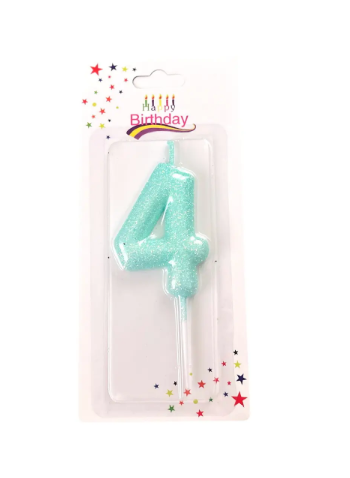 Свеча для торта "Цифра 4", бирюзовая, Магистр/MAG-6/221353-4 (12)