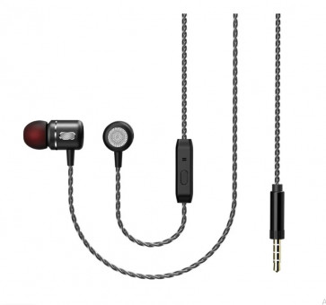 Наушники внутриканальные c микрофоном SHOT черные металлические, Perfeo