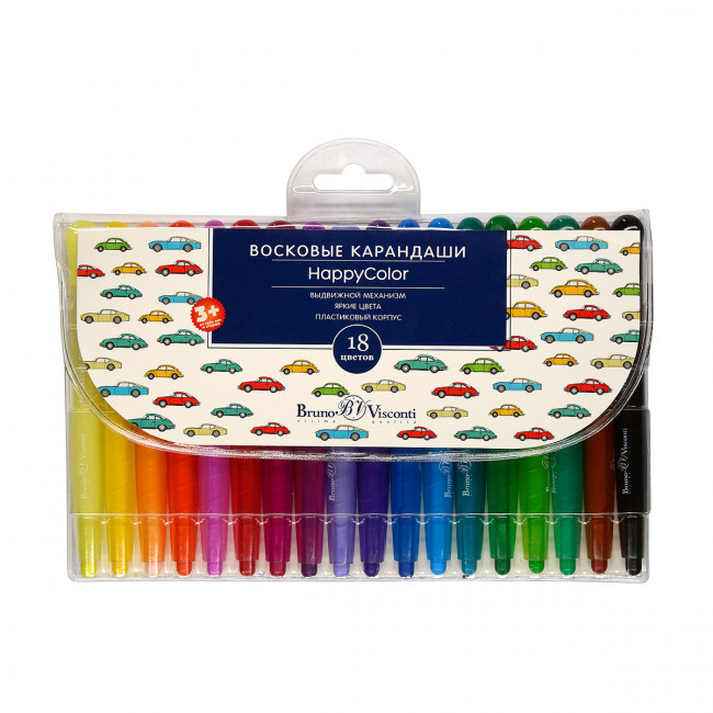 Мелки восковые 18цв "HappyColor" выкручивающиеся, BV/31-0011 (12) Мелки восковые 18цв "HappyColor" выкручивающиеся, BV/31-0011 (12)