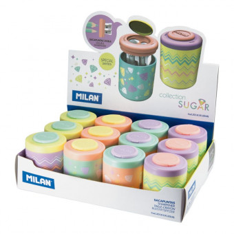 Точилка для карандашей MILAN Pastel Sugar Diamond пластик 2 отверстия цвета ссорти 12шт/упак Точилка для карандашей MILAN Pastel Sugar Diamond пластик 2 отверстия цвета ссорти 12шт/упак