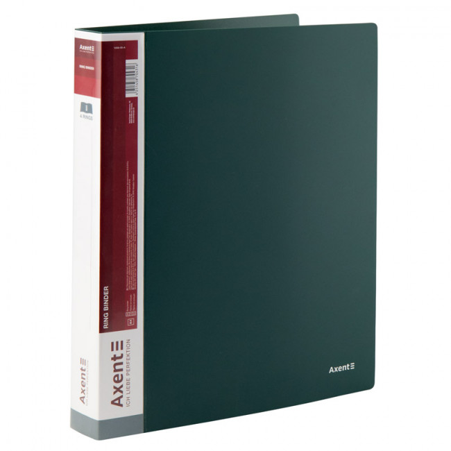 Папка на 4-х кольцах, 35 мм, зеленая, AXENT (60)