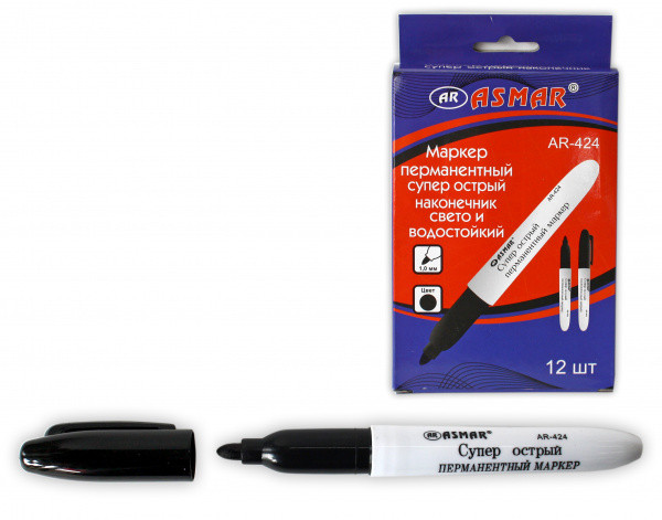 МАРКЕР "ASMAR" ПЕРМАНЕНТНЫЙ СУПЕР ОСТРЫЙ НАКОНЕЧН.ИК, СВЕТО- И ВОДОСТОЙКИЙ/ЧЕРНЫЙ.(12) МАРКЕР "ASMAR" ПЕРМАНЕНТНЫЙ СУПЕР ОСТРЫЙ НАКОНЕЧН.ИК, СВЕТО- И ВОДОСТОЙКИЙ/ЧЕРНЫЙ.(12)